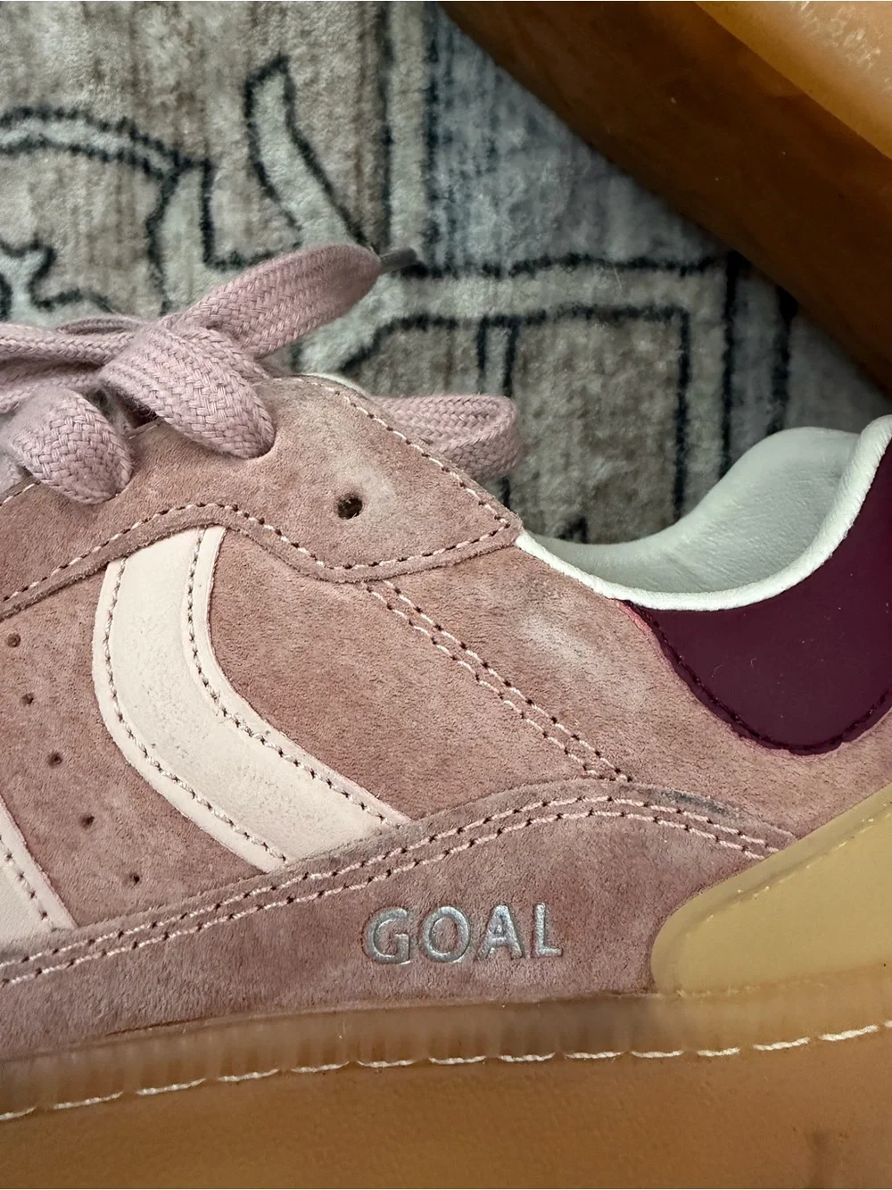 Coolway Pink Suede Low-Top Sneakers with Gum Sole